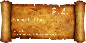 Paray Lilian névjegykártya